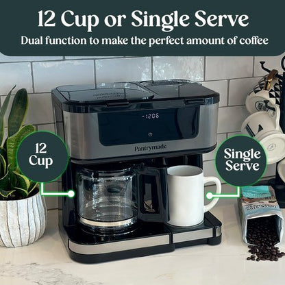 Dual Brew Coffee Maker - Programmable Touchscreen 12-Cup & Single Serve K-Cup Combo | Auto Shut-Off, Black