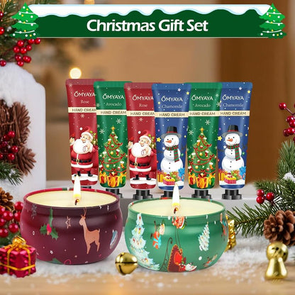 Scented Soy Candle & Hand Cream Gift Set for Women – Christmas Stocking Stuffers, Bulk Gift Box