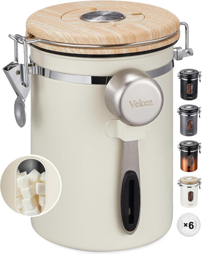 Veken French Press 34oz - Dark Pewter Coffee Maker with 22oz Cream Canister for Fresh Brews