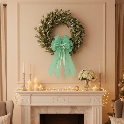YKW Large Mint Green Burlap Bow - 20x11 Inch Spring & Easter Wreath Decor | Indoor/Outdoor Ornaments