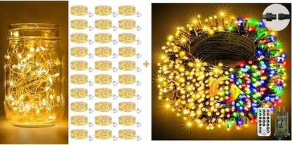 Btfarm Color Changing Christmas Lights - 115FT 300 LED Outdoor Fairy Lights | Battery Operated, 3 Modes