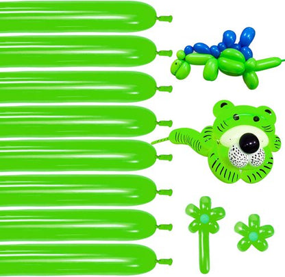 Green 260 Balloons by [Brand Name] - Long Skinny Twisting Balloons for Animal Modeling | 100-Pack for Parties & Events