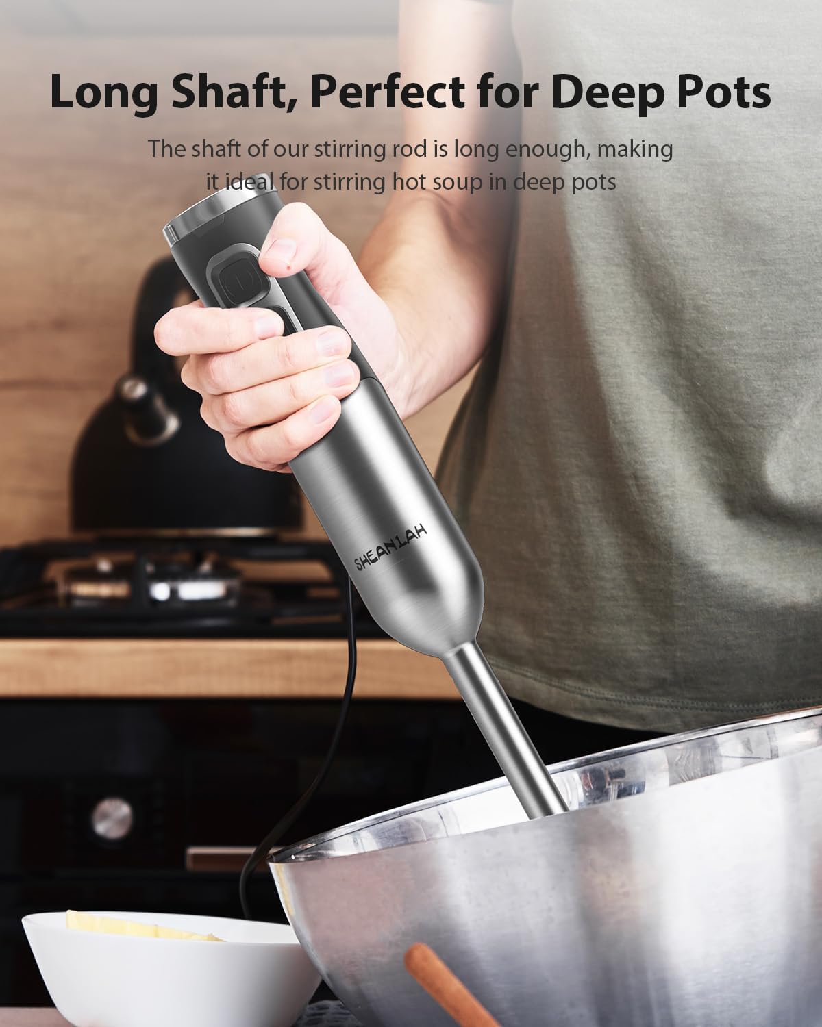 Skiennix 1000W Immersion Blender - 25-Speed Handheld Mixer with Heavy-Duty Copper Motor