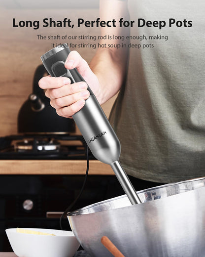 Skiennix 1000W Immersion Blender - 25-Speed Handheld Mixer with Heavy-Duty Copper Motor