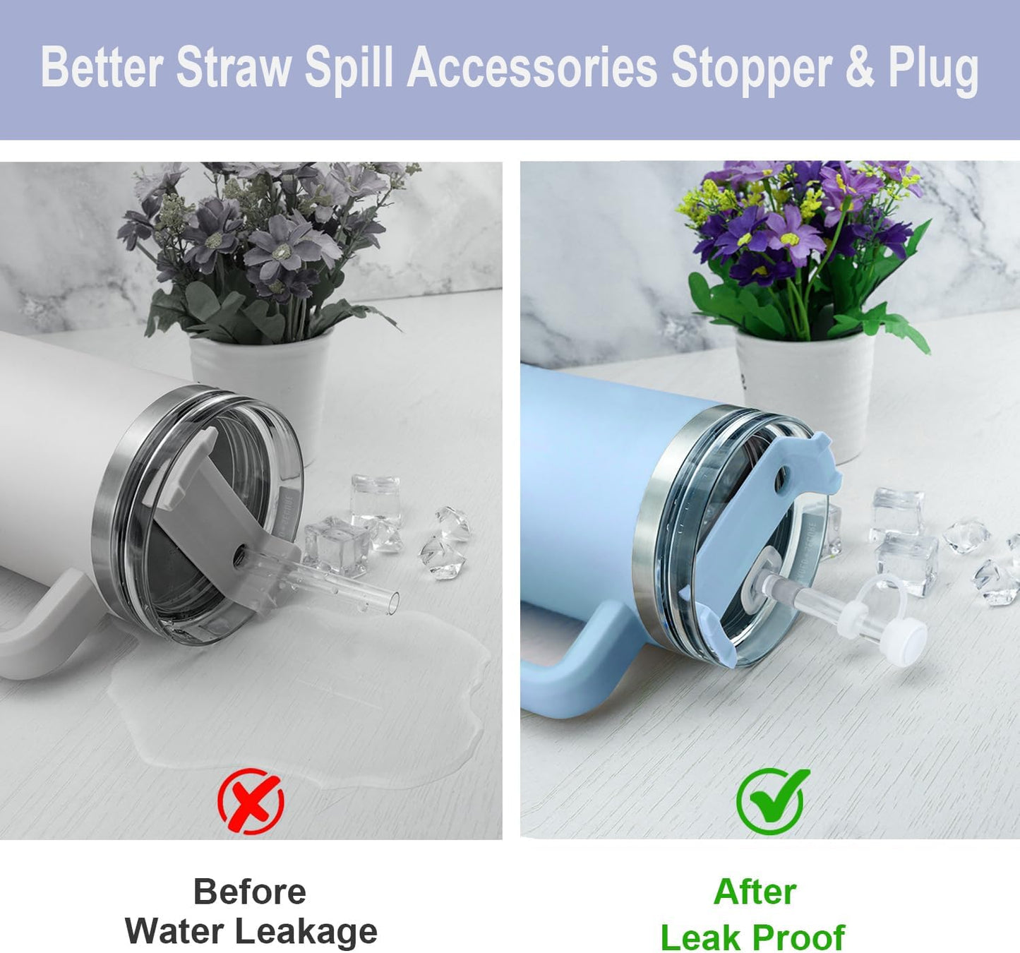 Stanley Replacement Straw Set - 6 Straws with Cleaning Brush & 4 Color Leak-Proof Plugs | Fits 40 oz & 30 oz Tumblers
