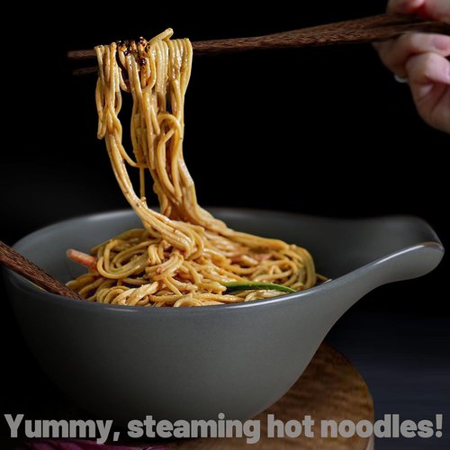 Artena Ramen Bowl Set - 42oz Ceramic Noodle Bowl with Chopsticks | Dishwasher & Microwave Safe, Gourd Design
