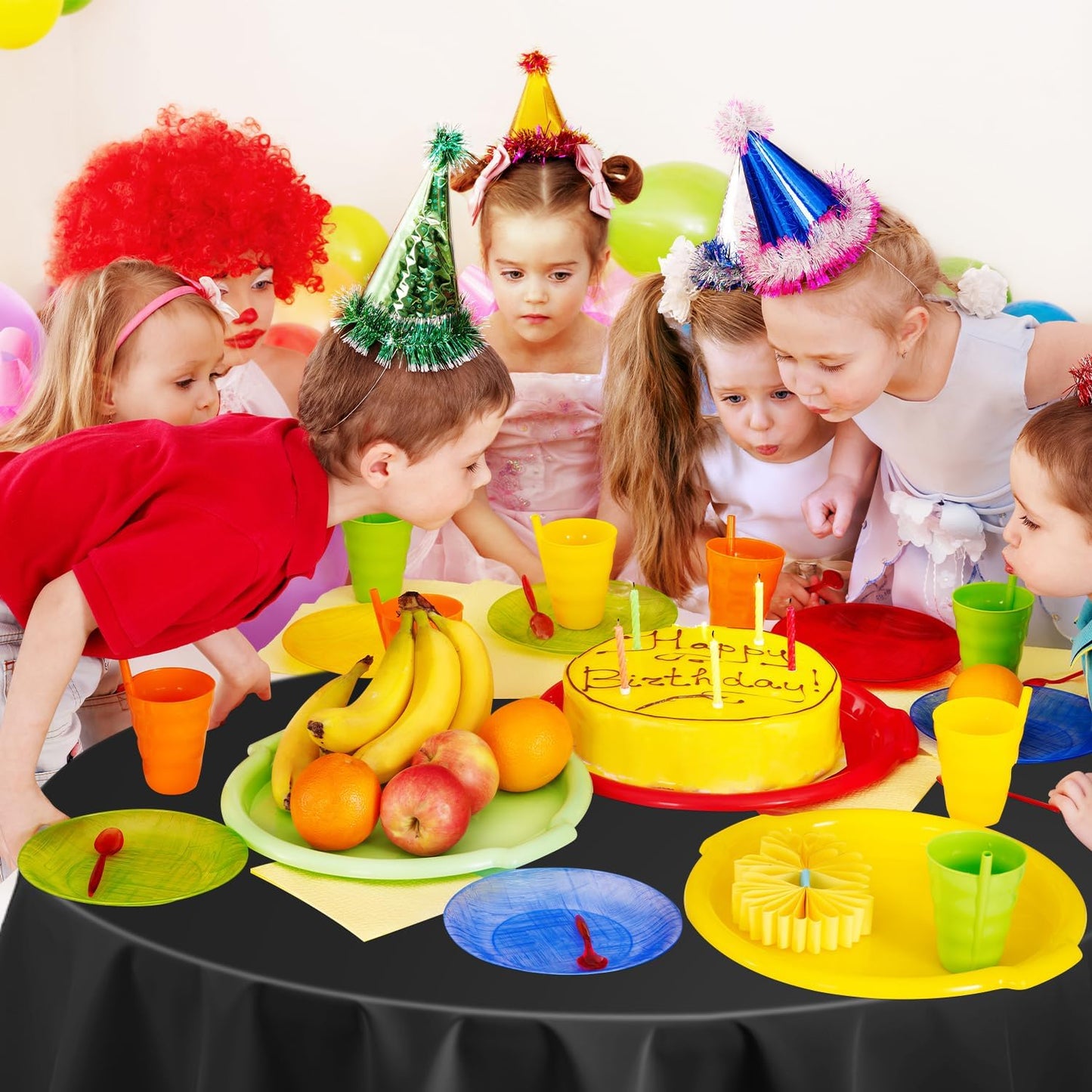 Skiennix 12-Pack Disposable Plastic Tablecloths - 84" Round Table Covers for Parties & Events