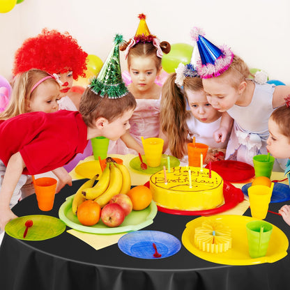 Skiennix 12-Pack Disposable Plastic Tablecloths - 84" Round Table Covers for Parties & Events