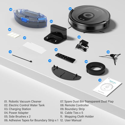 Tikom Robot Vacuum & Mop Combo - 5000Pa Powerful Cleaner with 150 Min Runtime | App & Remote Control for Hard Floors & Carpets
