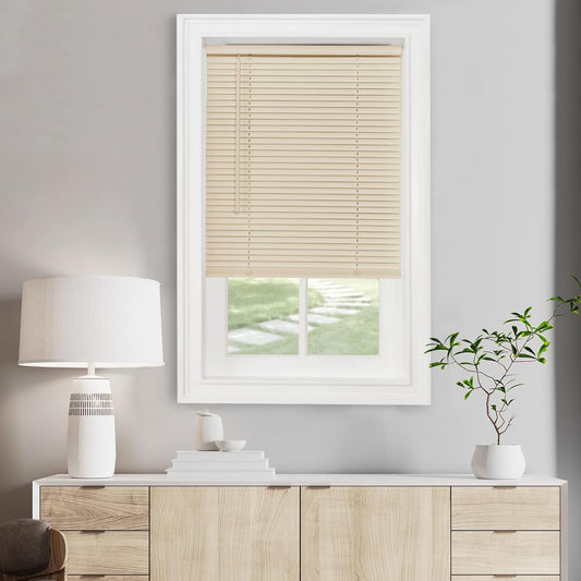 Achim Home Decor Cordless Mini Blinds - Light Filtering, 34" Width x 64" Length, Alabaster Color