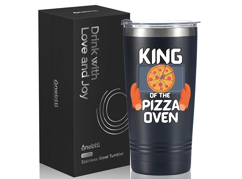 Pizza Themed Stainless Steel Tumbler with Lid & Straw – 20oz Gift for Pizza Lovers