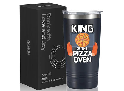 Pizza Themed Stainless Steel Tumbler with Lid & Straw – 20oz Gift for Pizza Lovers