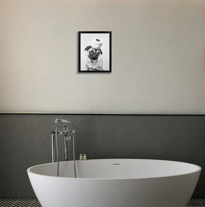 Regine Switzerland Funny Bathroom Wall Art - Aesthetic Black and White Canvas Decor | Framed Design