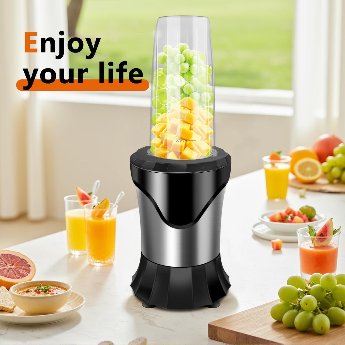 Skiennix 900W Blender - Personal Smoothie Maker with 3 Portable Cups for Juices & Frozen Drinks