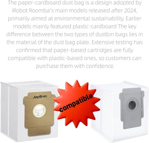 iRobot Replacement Dust Bags - 12-Pack Disposable Vacuum Bags for Roomba Series 104, 105, 106, Plus 405, 505, Essential 2 Q052, Max 705