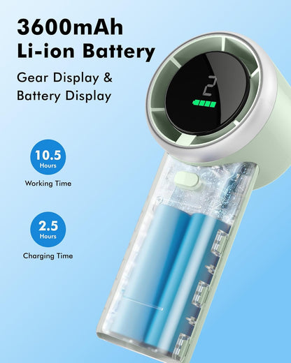 WHATOOK Portable Handheld Mini Fan - High-Speed Cooling with 10-Hour Battery Life | USB Rechargeable, Green