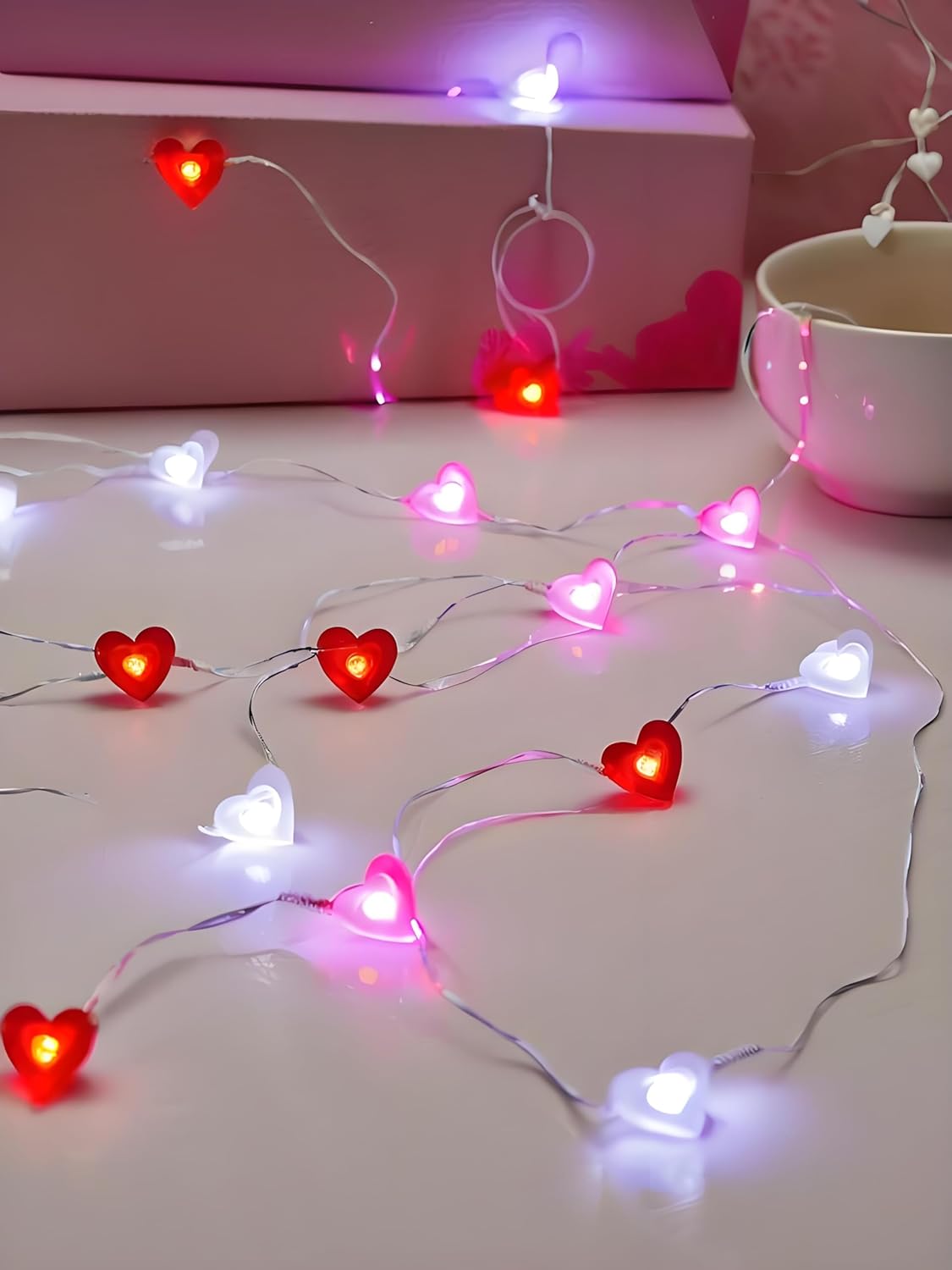 Skiennix Heart Fairy Lights - 10FT 30 LED Battery Operated String Lights | Waterproof for Indoor & Outdoor Valentine's Decor