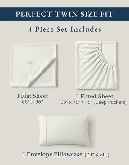 LANE LINEN Twin Bed Sheets Set - 100% Organic Cotton, Hotel Quality, Deep Pockets - Glacier Grey