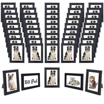 YOUKE OLA Set of 50 Picture Frame Bulk Photo Frames with Mat Wall Mounting Simple Photo Frames Multi Picture Frames for Wall or Tabletop, 5x7 inch Black