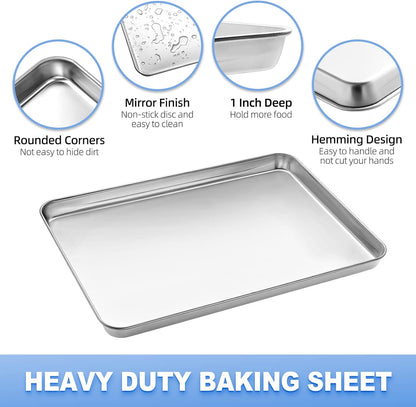 Skiennix Baking Sheet Set - Stainless Steel Cookie Sheet with Cooling Rack | Non-Stick, Dishwasher Safe, 16 x 12 x 1 Inch