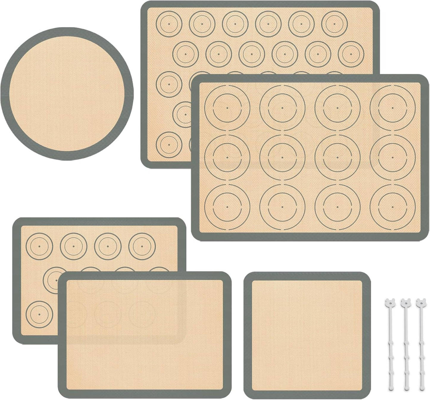 Skiennix Silicone Baking Mats Set of 6 - Non-Stick, Food Grade, Reusable for Cookies, Pizza & Pastries