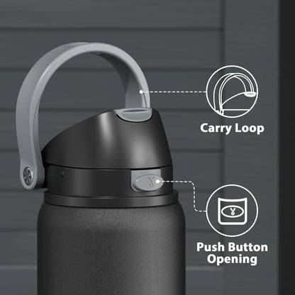 Meoky Stainless Steel Insulated Water Bottle - 32 oz, 2-in-1 Straw & Spout Lid, Leak Proof, BPA-Free