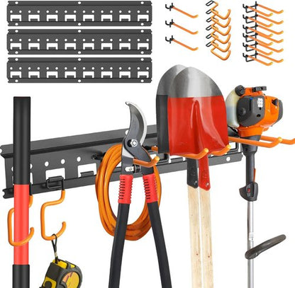 Garden Tool Organizer Wall Mount | Adjustable Pegboard Hooks for Garage Storage - Holds Up to 550lbs, Black
