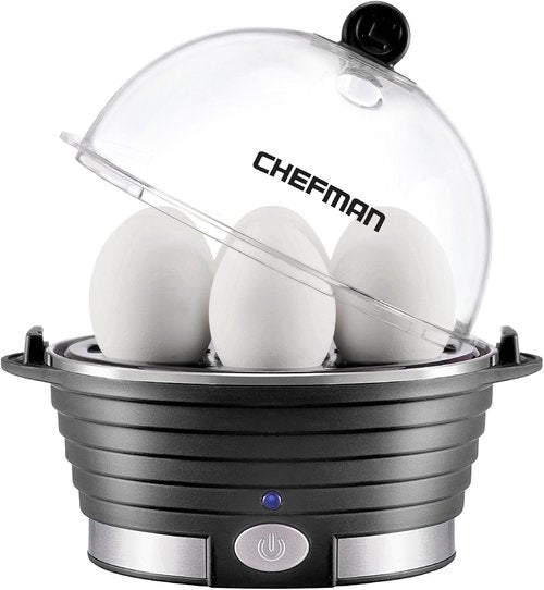 Chefman Egg Maker - Rapid Poacher & Vegetable Steamer | Makes Up to 6 Eggs, BPA-Free, Black