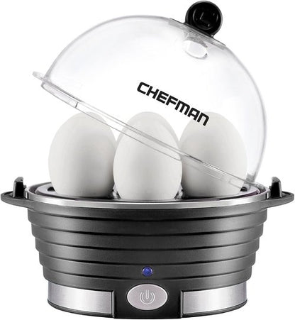 Chefman Egg Maker - Rapid Poacher & Vegetable Steamer | Makes Up to 6 Eggs, BPA-Free, Black