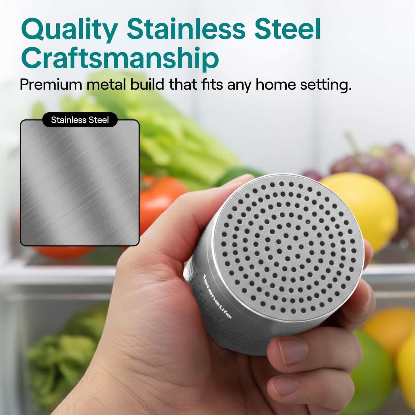 SereneLife Refrigerator Deodorizer - Multi-Use Odor Eliminator Pod for Freezer, Closet & Car | Compact & Reusable (Gray)
