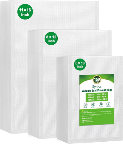Syntus Vacuum Sealer Bags - Commercial Grade BPA-Free Food Storage | 150 Gallon, Quart & Pint Sizes