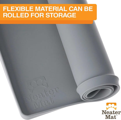Neater Pet Brands Neater Mat | Waterproof BPA-Free Silicone Pet Food Mat - 19" x 12", Gunmetal Grey