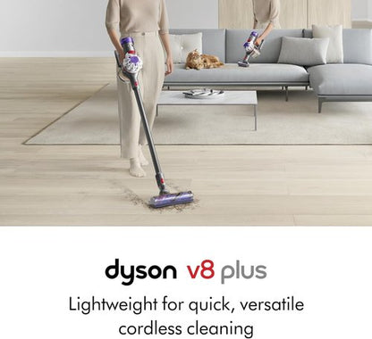 Dyson V8 Plus Cordless Vacuum - Powerful Cleaning for Hard Floors & Carpets | 115AW, 2 Power Modes, Handheld Conversion