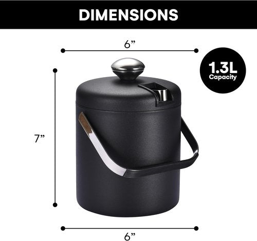 flybold Small Ice Bucket for Parties - Ice Bucket with Lid for Cocktail Bar - Double Walled Ice Container - Portable Chiller Bin Basket - Insulated Wine Buckets for Indoor or Outdoor - Ice Cube Holder