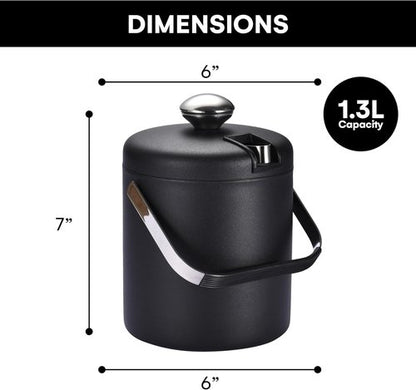 flybold Small Ice Bucket for Parties - Ice Bucket with Lid for Cocktail Bar - Double Walled Ice Container - Portable Chiller Bin Basket - Insulated Wine Buckets for Indoor or Outdoor - Ice Cube Holder