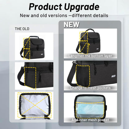 MIER Lunch Bag - Leakproof Insulated Cooler for Men & Women | Medium Dark Grey, 2 Compartments