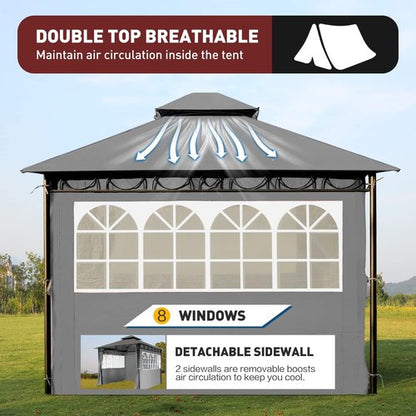 Gazebo | Gazebo Canopy Tent with UV Protection for Outdoor Parties & Events - 10'x10', Grey