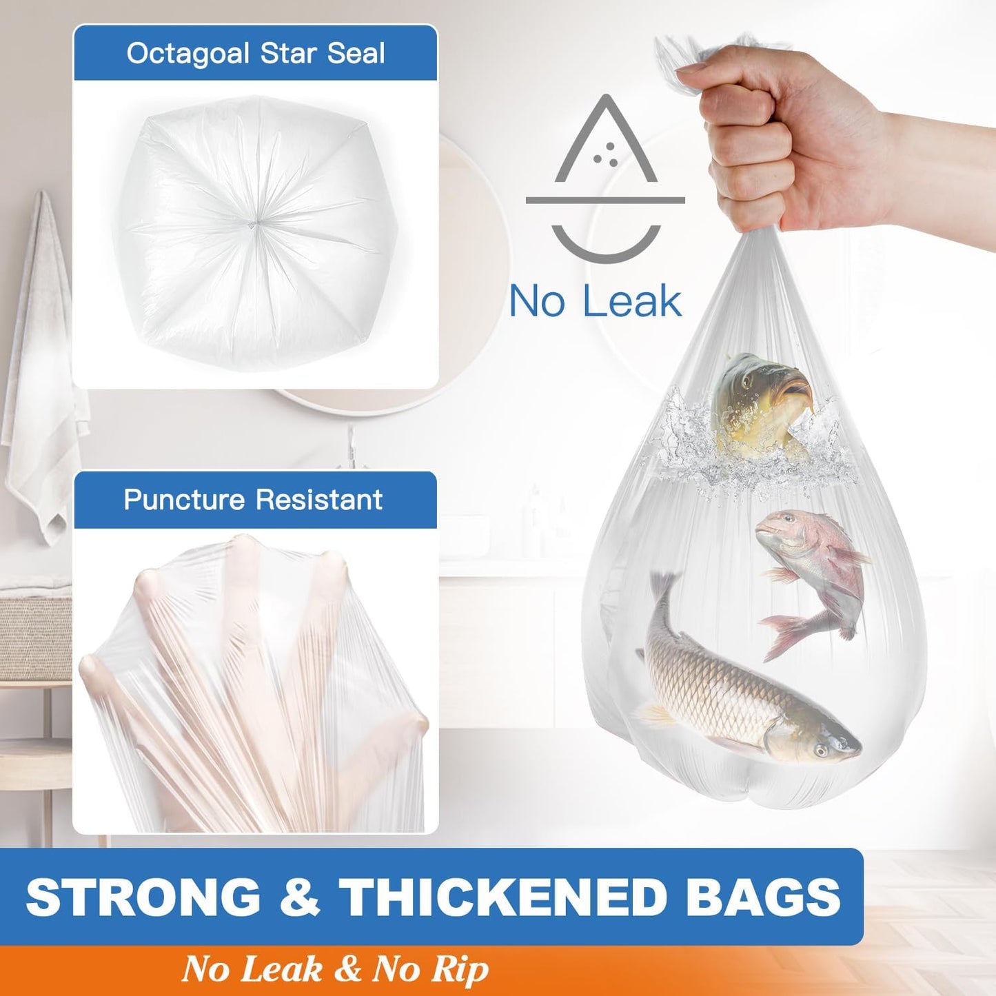Skiennix 4 Gallon Small Trash Bags - 105 Count Unscented Garbage Bags for Home & Office Use