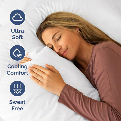Skiennix Short Queen Size 4-Piece Sheet Set - Soft, Breathable & Cooling Bedding - Deep Pockets, Oeko-Tex Certified, White