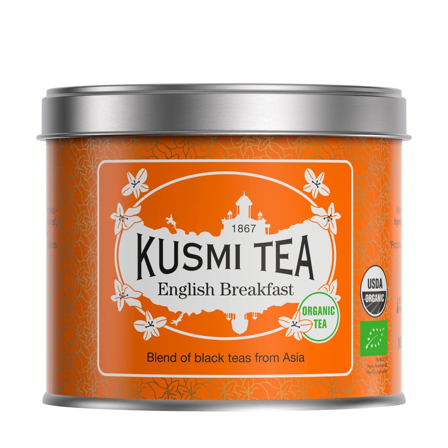 Kusmi Tea - English Breakfast - Organic English Breakfast Black Tea - Ceylon & Assam Black Teas - Smooth, Flavourful, Robust, Caffeinated Tea - Loose Leaf Tea - Tin Box of 3.5 oz