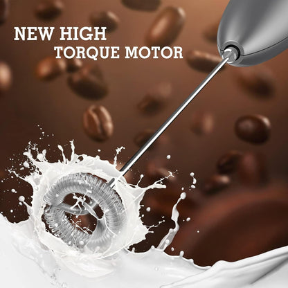 SimpleTaste Electric Milk Frother - Handheld Foam Maker with Stainless Steel Whisk for Lattes & Cappuccinos | Gray with Stand