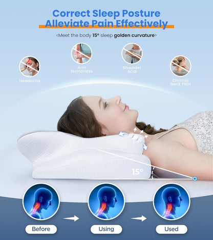 Ultra Pain Relief Cooling Pillow - Adjustable Ergonomic Memory Foam for Neck Support | Cozy Orthopedic Design