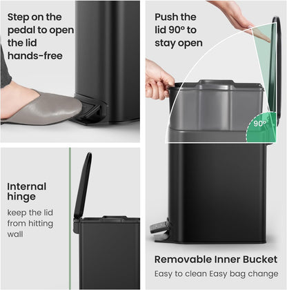 Cesun Toilet Brush and Holder Set | 1.6 Gallon Trash Can for Effortless Bathroom Cleaning