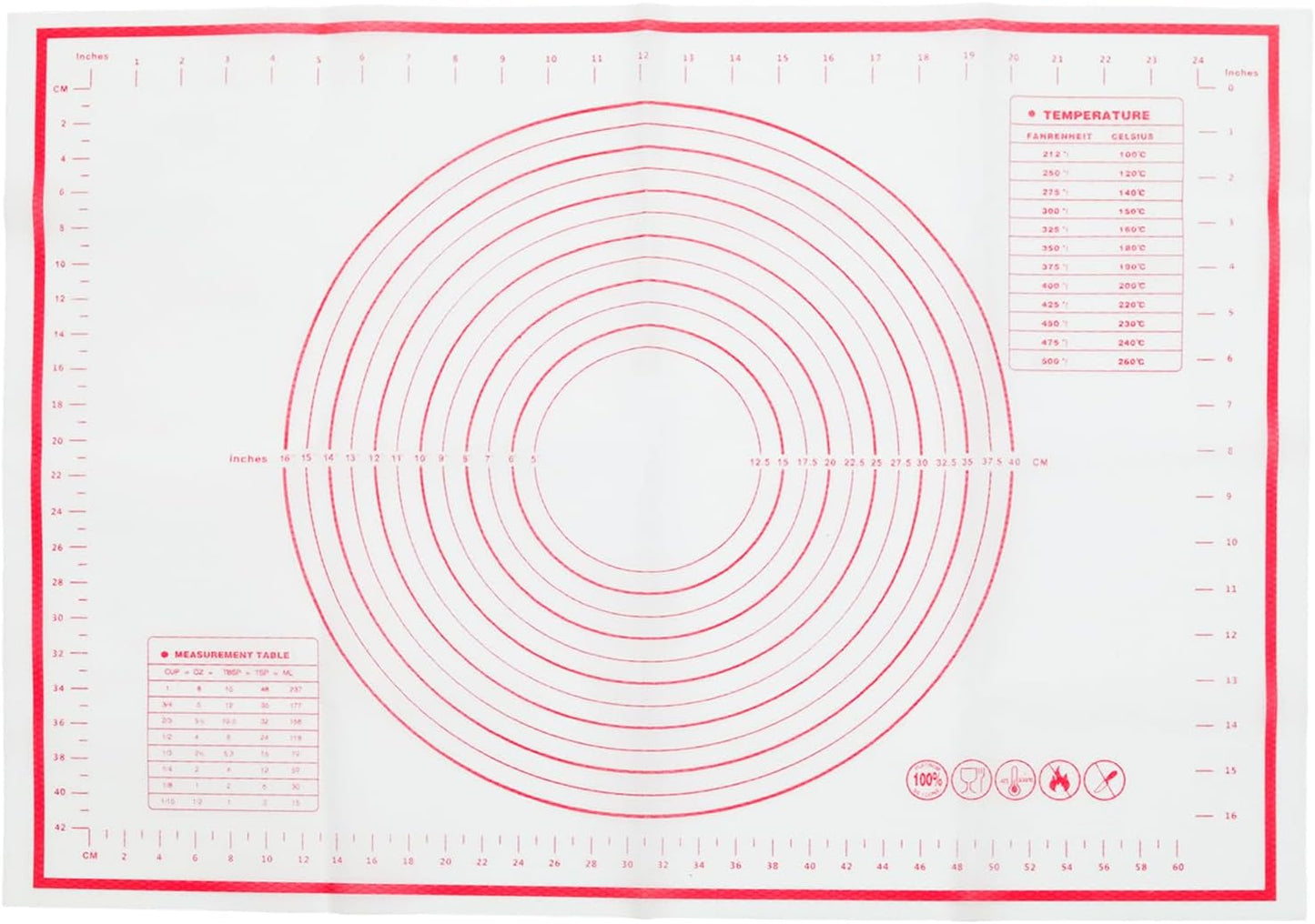 Skiennix Silicone Pastry Mat - 20" x 28" Non-Slip Baking Mat with Measurements | Reusable Dough Sheet for Cookies, Pizza, and Pie (White)