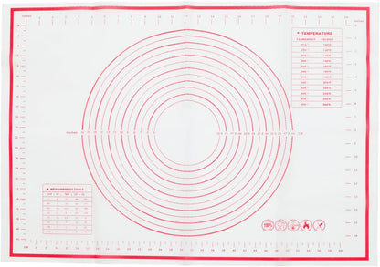 Skiennix Silicone Pastry Mat - 20" x 28" Non-Slip Baking Mat with Measurements | Reusable Dough Sheet for Cookies, Pizza, and Pie (White)
