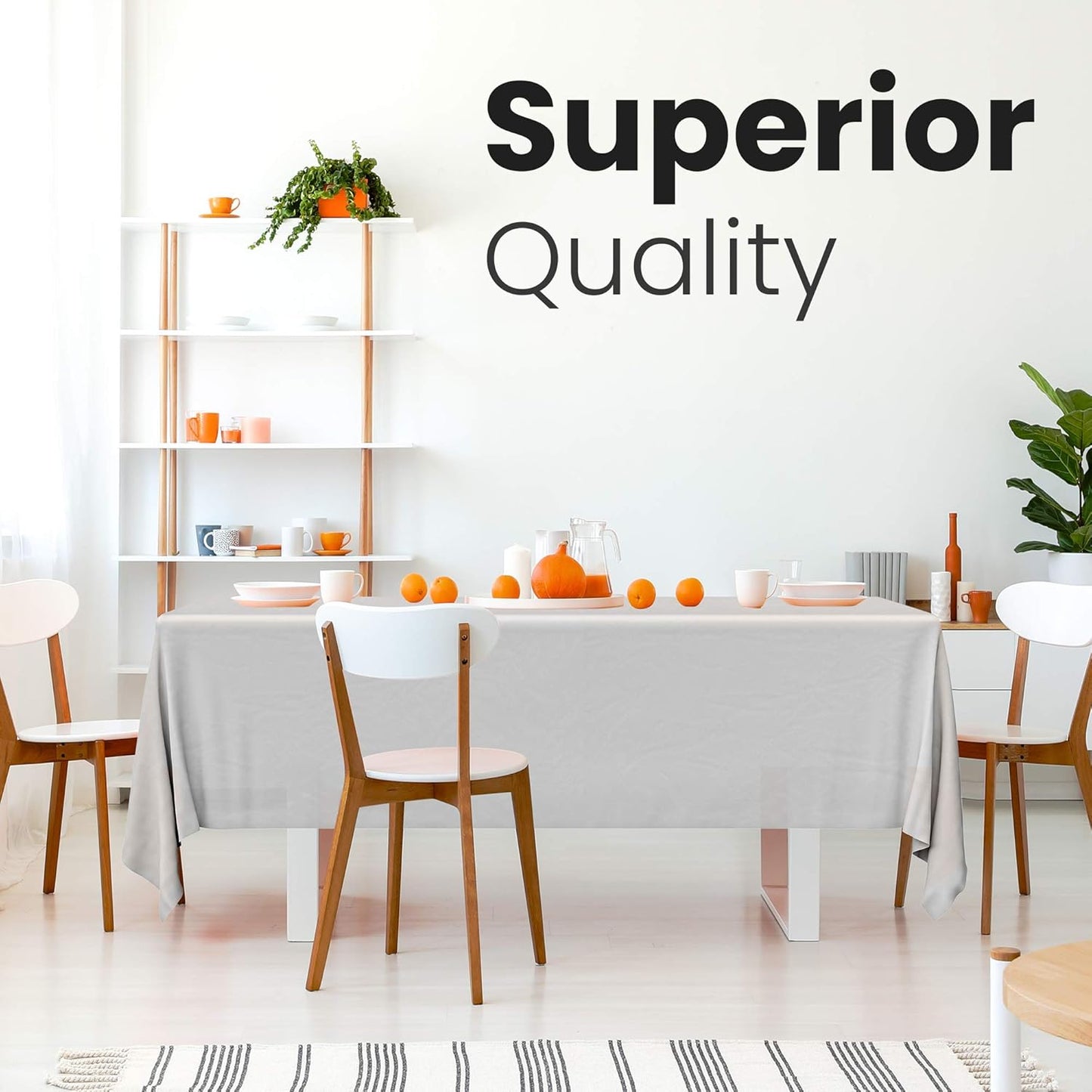Premium White Plastic Tablecloth by [Brand Name] - 5 Pack Disposable Rectangle Cover | 108 x 54 in. for Parties & Weddings