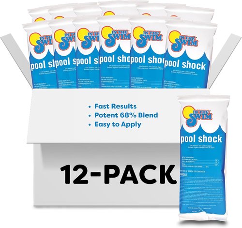 In The Swim Pool Shock - 68% Cal-Hypo Granular Sanitizer for Crystal Clear Water - 12 x 1 lb