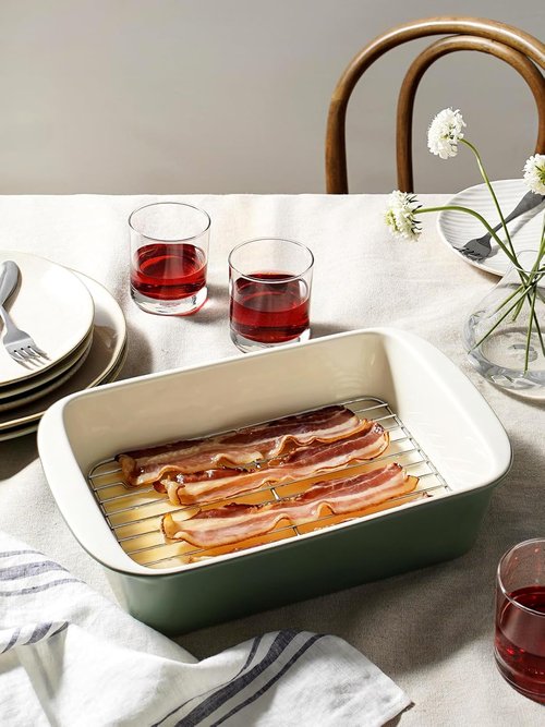 LE TAUCI Ceramic Baking Dish Set - Large Deep Casserole Dishes with Handles, Forest Green | 3-Piece Set (4.6QT/3.0QT/1.6QT)