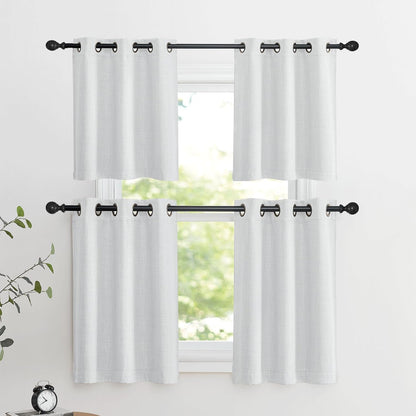NICETOWN Faux Linen Greyish White Room Darkening Curtain Valances - Energy Saving Thermal Tiers | 36" Long, 2 Panels