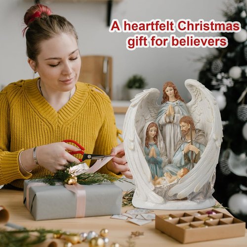 Braxio Indoor Nativity Angel Set - Holy Family Tabletop Christmas Decor | 10x6.5x12.4 Inch